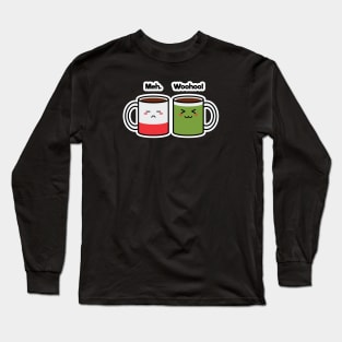 Coffee Friends | Charging | Battery | Cute Kawaii | Black Long Sleeve T-Shirt